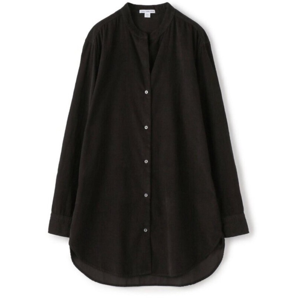 James Perse Corduroy Tunic Shirt Top Womens 2 WKUP3642 Black Long Sleeve​ Career
